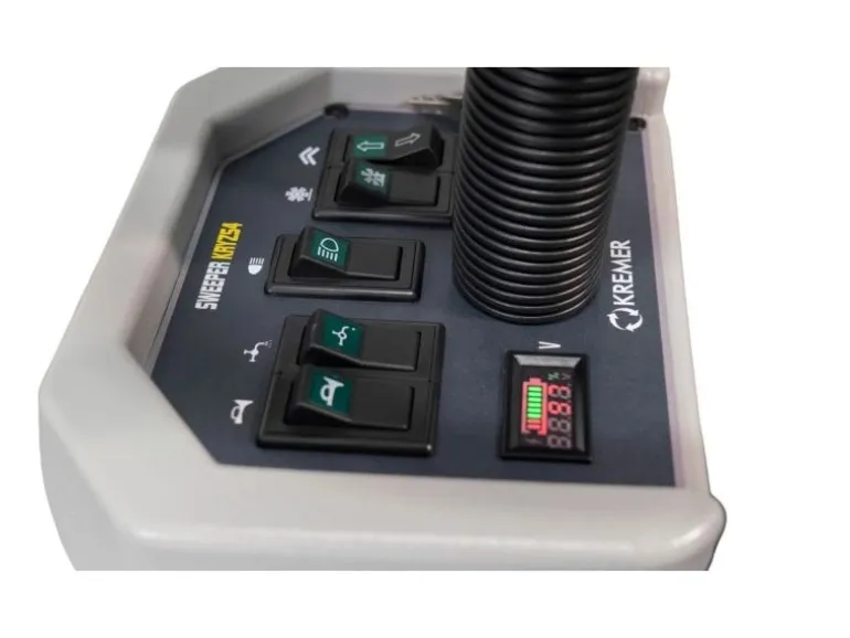 DeTec. KRYZS4 Aufsitz Kehrmaschine Kremer 48V 67AH Elektrische Hallen Kehrmaschine Selbstfahrende Kehrsaugmaschine mit 6.380 m²/h Flächenleistung