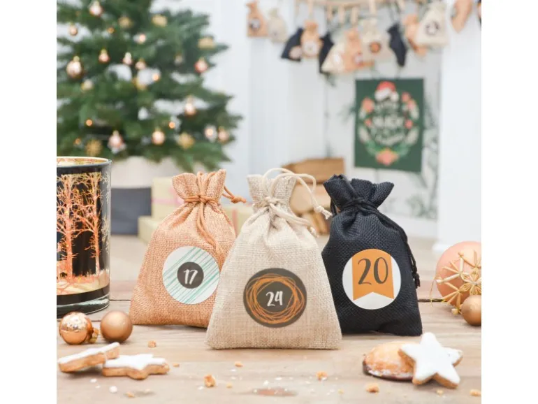 DuneDesign DIY Adventskalender Zum Selbst Befüllen 24 Geschenk-Säckchen Braun