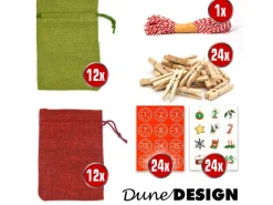 DuneDesign DIY Adventskalender Zum Selbst Befüllen 24 Geschenk-Säckchen Rot