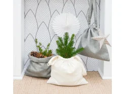 DuneDesign 4er Set Nordic Geschenk Stoffbeutel 32 x 32 cm für Weihnachten