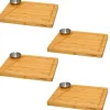 DuneDesign 4er Set Schneidebrett aus Bambus 30 x 25 cm mit Dipschale