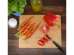 DuneDesign 4er Set Schneidebrett aus Bambus 30 x 25 cm mit Dipschale