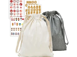 DuneDesign 6er Set Weihnachts Geschenkbeutel 32 x 32 cm mit 300 Aufklebern