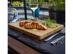 DuneDesign Schneidebrett aus Bambus 2er Set 30 x 25 x 2 cm mit Saftrille