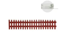 ECD Germany Deko Holz Zaun mit LED in Rot 90 x 21 cm Batteriebetrieben Mini Zaun