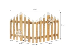 ECD Germany Deko Holz Zaun Natur 30 LED Warmweiß 77x38 cm