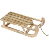 ECD Germany Deko Schlitten aus Holz 50,5 cm Braun Natur mit LED Weihnachtsdeko