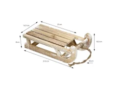 ECD Germany Deko Schlitten aus Holz mit 25 Warmweißen LEDs 31,5 cm Braun-Natur