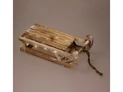 ECD Germany Deko Schlitten aus Holz mit 25 Warmweißen LEDs 31,5 cm Braun-Natur