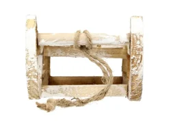 ECD Germany Deko Schlitten aus Holz mit 25 Warmweißen LEDs 31,5 cm Braun-Natur