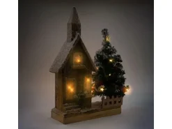 ECD Germany Dekorative Holz-Weihnachtshaus LED-Beleuchtung 27x11x44 cm