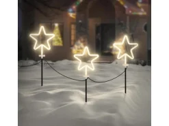 ECD Germany 3er Set Gartenstecker Stern H58 cm Außen für Weihnachten