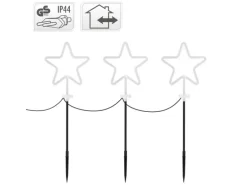 ECD Germany 3er Set Gartenstecker Stern H58 cm Außen für Weihnachten