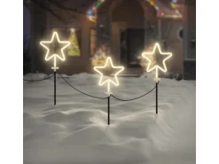 ECD Germany 3er Set Gartenstecker Stern H58 cm Außen für Weihnachten