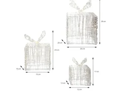 ECD Germany 3Er Set LED Geschenkboxen 90LEDs Warmweiß Metall Strombetrieben IP44