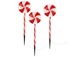 ECD Germany 3Er Set LED Lollipop-Weihnachtsweg Aussen 60 LED 3m 8 Modi