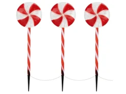 ECD Germany 3Er Set LED Lollipop-Weihnachtsweg Aussen 60 LED 3m 8 Modi