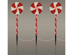 ECD Germany 3Er Set LED Lollipop-Weihnachtsweg Aussen 60 LED 3m 8 Modi
