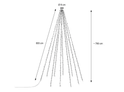 ECD Germany Fahnenmast Lichterkette 10 Stränge 8 Meter 360 LED Warmweiß IP44