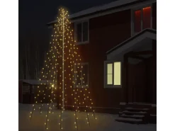 ECD Germany Fahnenmast Lichterkette 10 Stränge 8 Meter 360 LED Warmweiß IP44