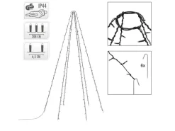 ECD Germany Fahnenmast Lichterkette 6 Stränge 2,08 Meter 192 LED Warmweiß IP44