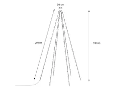 ECD Germany Fahnenmast Lichterkette 6 Stränge 2,08 Meter 192 LED Warmweiß IP44