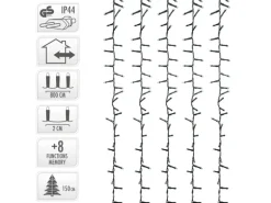 ECD Germany LED Cluster Lichterkette 8m 400 LEDs Extra Warmweiß 8 Modi IP44
