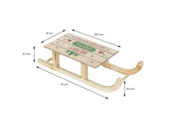 ECD Germany LED Deko Schlitten aus Holz mit LED 42x16 cm Natur-Braun