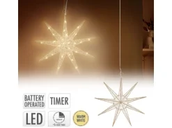 ECD Germany LED Deko Weihnachtsstern 30 Warmweiß LED 30cm Gold Batteriebetrieben