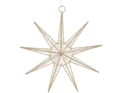 ECD Germany LED Deko Weihnachtsstern 30 Warmweiß LED 30cm Gold Batteriebetrieben