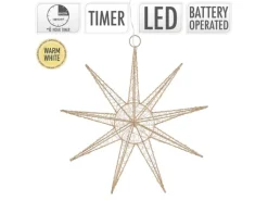 ECD Germany LED Deko Weihnachtsstern 30 Warmweiß LED 30cm Gold Batteriebetrieben