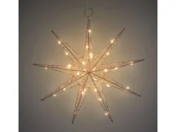 ECD Germany LED Deko Weihnachtsstern 30 Warmweiß LED 30cm Gold Batteriebetrieben