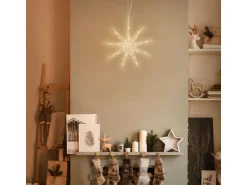 ECD Germany LED Deko Weihnachtsstern 30 Warmweiß LED 30cm Gold Batteriebetrieben