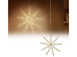 ECD Germany LED Deko Weihnachtsstern 30 cm mit 30 Warmweißen LEDs Gold