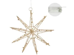 ECD Germany LED Deko Weihnachtsstern 30 cm mit 30 Warmweißen LEDs Gold