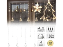 ECD Germany LED Fenster Lichtervorhang 220cm mit 138 LEDs Warmweiß 8 Funktionen