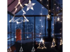 ECD Germany LED Fenster Lichtervorhang 220cm mit 138 LEDs Warmweiß 8 Funktionen