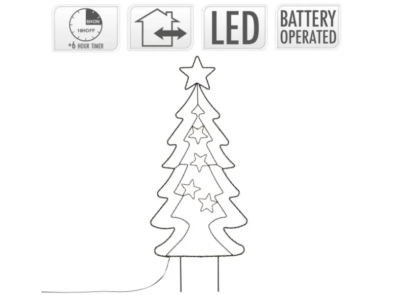 ECD Germany LED Gartenstecker Weihnachtsbaum 87cm 90 LEDs Warmweiß 6 Std Timer