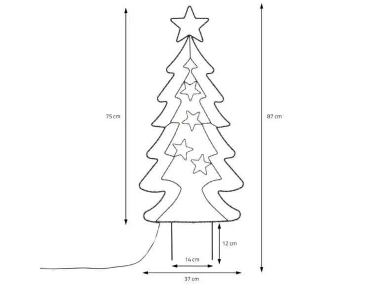 ECD Germany LED Gartenstecker Weihnachtsbaum 87cm 90 LEDs Warmweiß 6 Std Timer