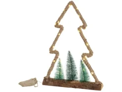 ECD Germany LED Jute Baum mit LED-Beleuchtung mit Timer 35x6,5x45 cm