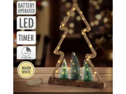 ECD Germany LED Jute Baum mit LED-Beleuchtung mit Timer 35x6,5x45 cm