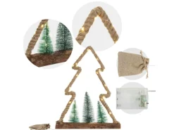 ECD Germany LED Jute Baum mit LED-Beleuchtung mit Timer 35x6,5x45 cm