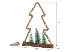 ECD Germany LED Jute Baum mit LED-Beleuchtung mit Timer 35x6,5x45 cm