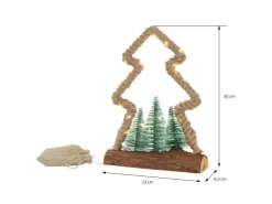 ECD Germany LED Jute Baum mit LED-Beleuchtung mit Timer 23x6,5x30 cm