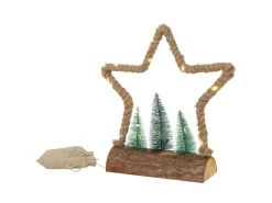 ECD Germany LED Jute Weihnachtsstern mit LED-Beleuchtung 33x9,5x30 cm