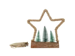 ECD Germany LED Jute Weihnachtsstern mit LED-Beleuchtung 33x9,5x30 cm