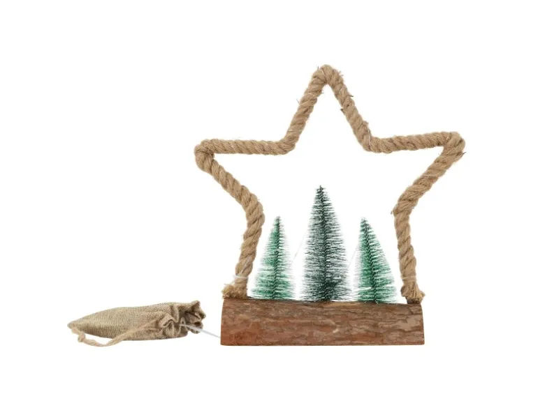 ECD Germany LED Jute Weihnachtsstern mit LED-Beleuchtung 33x9,5x30 cm