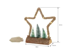 ECD Germany LED Jute Weihnachtsstern mit LED-Beleuchtung 33x9,5x30 cm