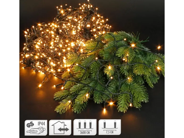 ECD Germany LED Lichterkette für Weihnachten mit 480 LEDs 36m Warmweiß IP44