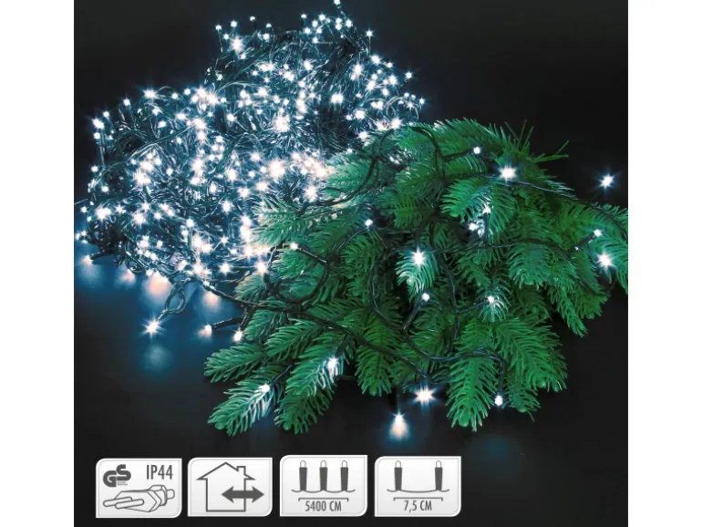 ECD Germany LED Lichterkette für Weihnachten 720 LEDs 54m Kaltweiß IP44